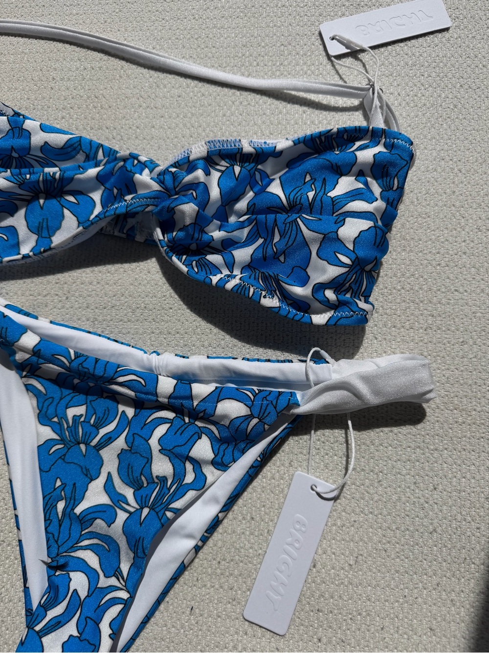 BRIGHT Swimsuit Blue and White Floral Bikini Set - Picture 2 of 6